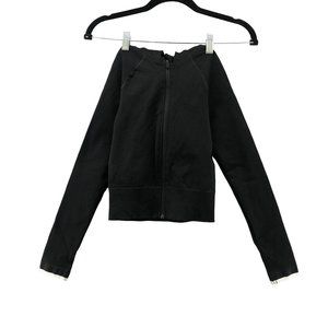 Tala Active Seamless Compression Hoodie Black Cropped Zip Up Womens XS Gym Yoga